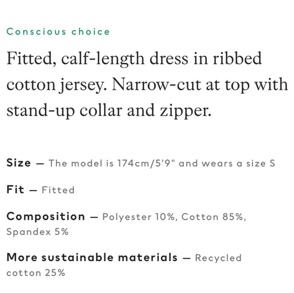 H&M RIBBED ZIPPERED COLLAR DRESS | size: XL - Picture 4 of 5